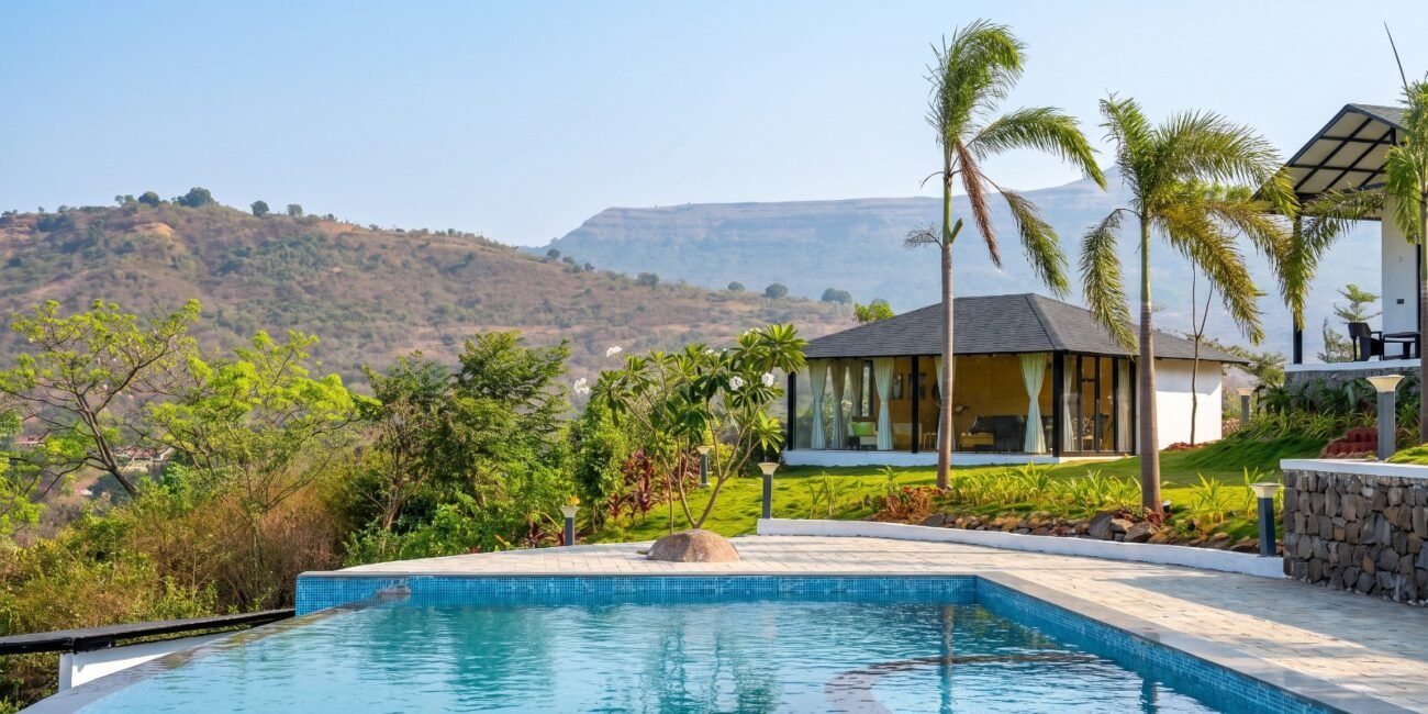 nature retreat near Pune with private pool overlooking Pawna Lake