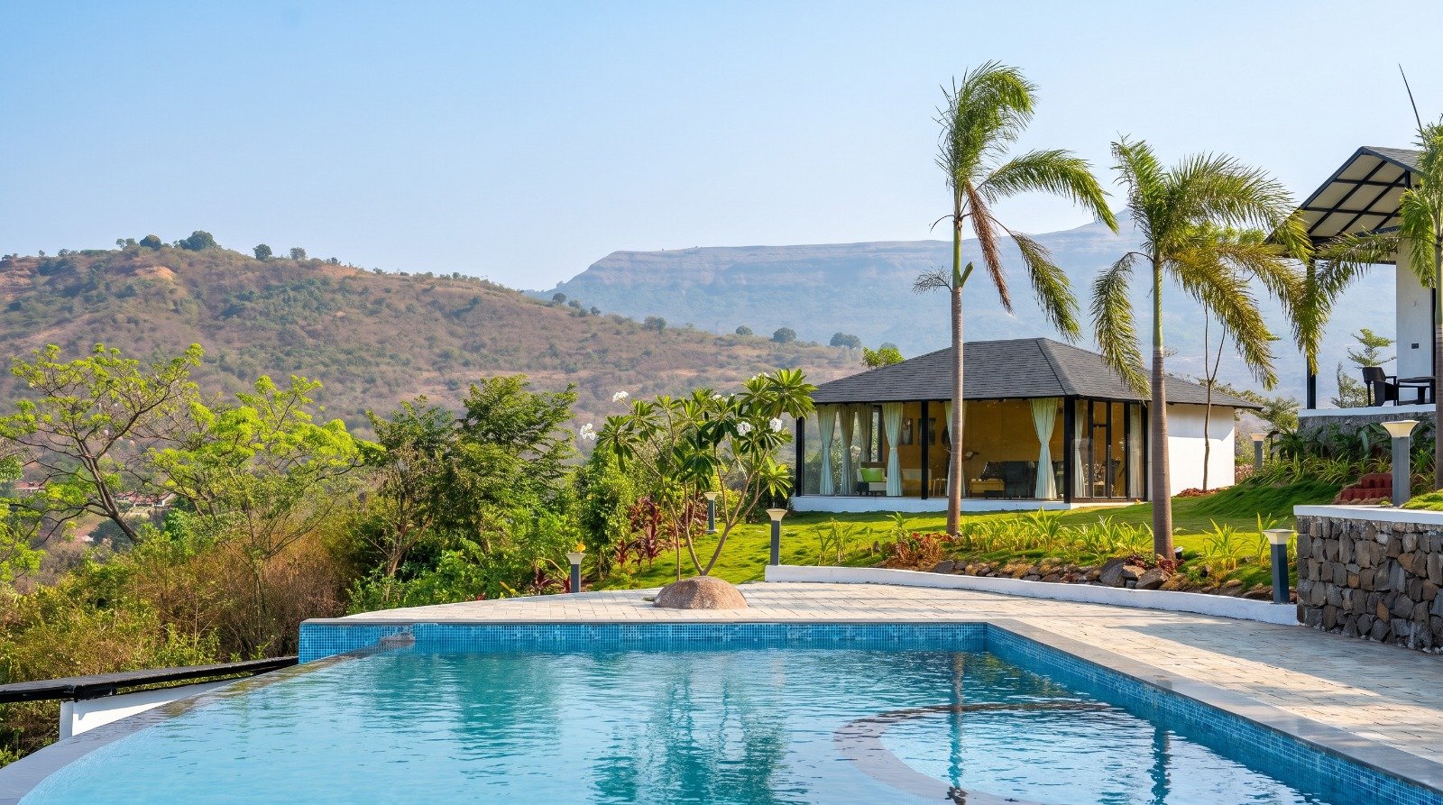 nature retreat near Pune with private pool overlooking Pawna Lake