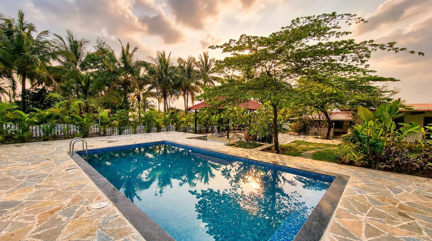 private pool villa near Mumbai with lake view at Pawna Lake